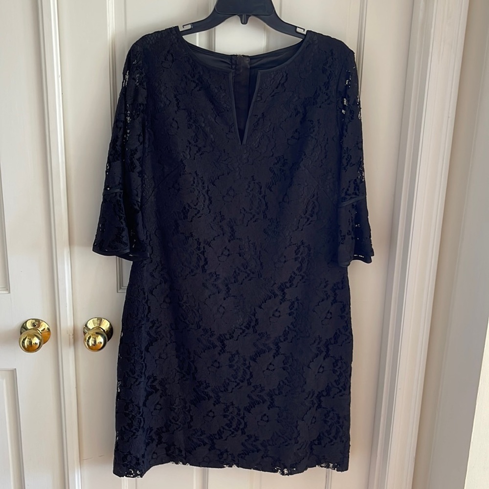 Adrianna Papell Black Lace Dress - great holiday party dress!